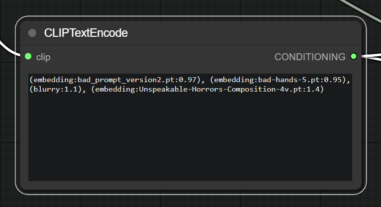 Negative Conditioning Node with Embeddings